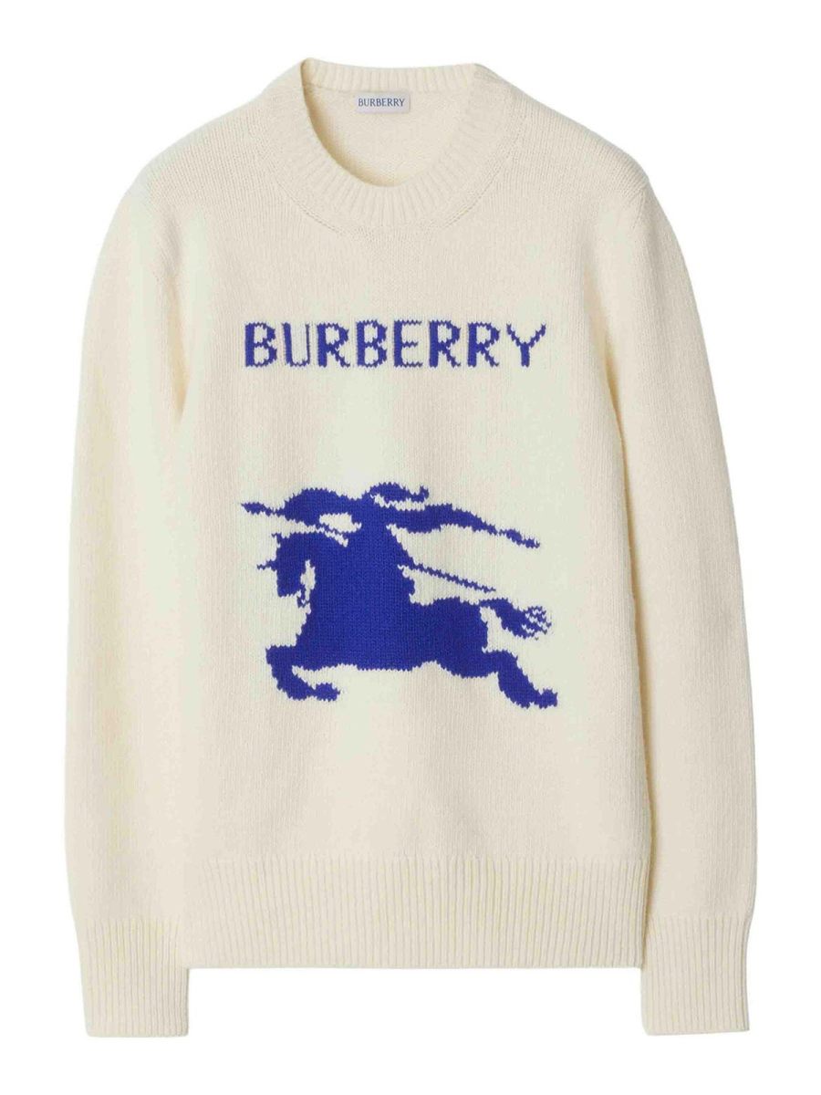 Burberry Pull Col Rond - Crème
