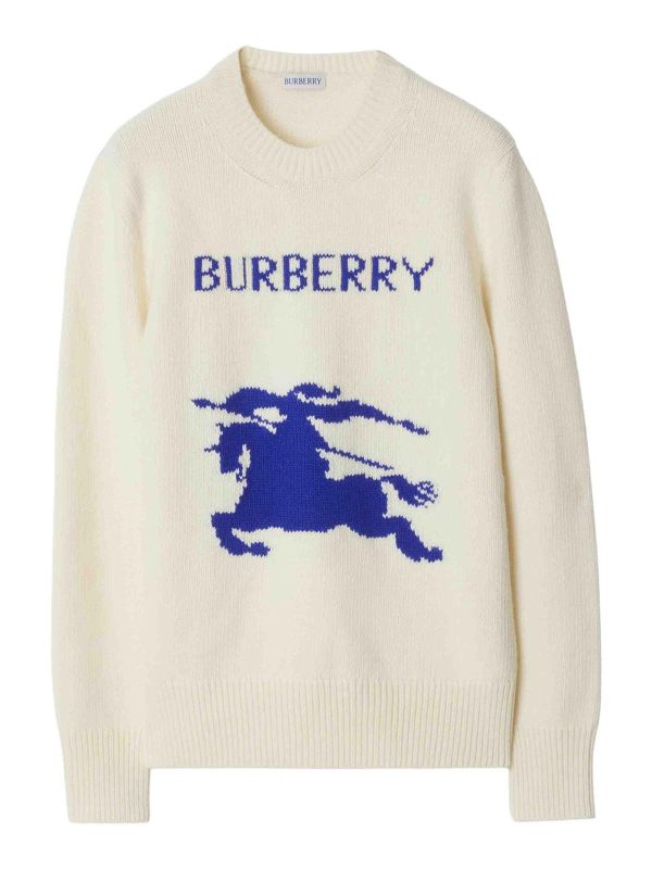 Burberry Pull Col Rond - Crème