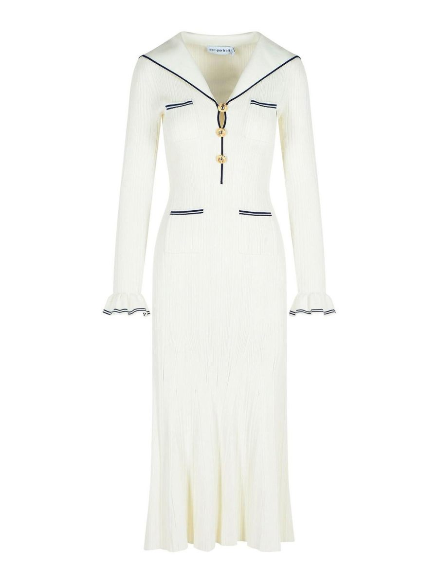 Self Portrait Robe Au Genou - Blanc