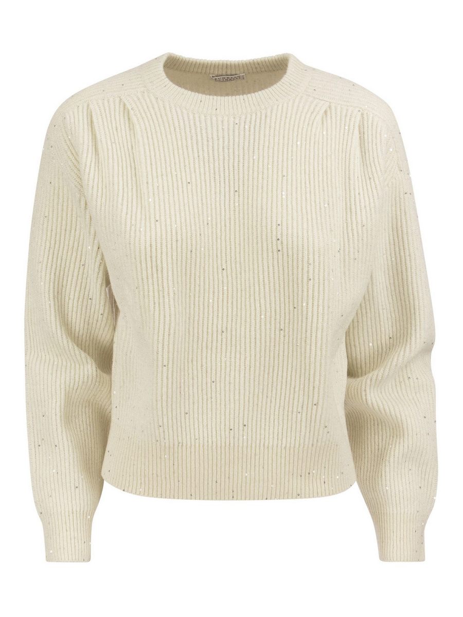 Brunello Cucinelli Pull Col Rond - Blanc
