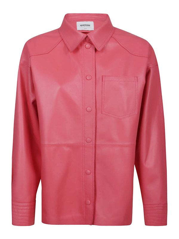 S. W.O. R.D 6.6.44 Manteau En Cuir - Fuchsia
