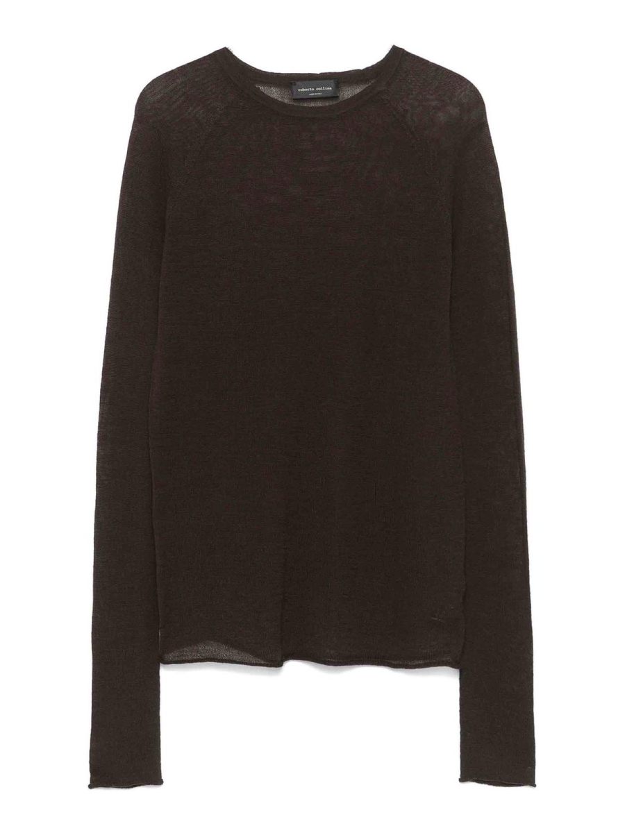 Roberto Collina Pull Col Rond - Marron Foncé