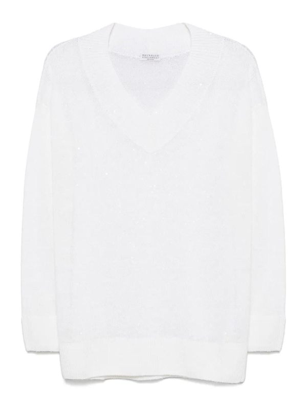 Brunello Cucinelli Pull À Col V - Blanc