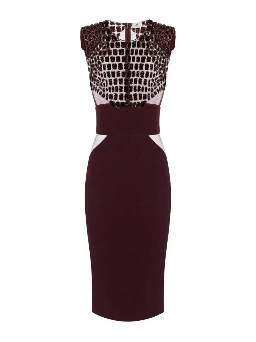 Elisabetta Franchi Robe Au Genou - Rouge Brun