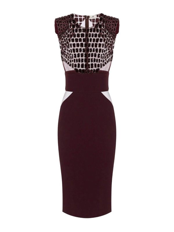 Elisabetta Franchi Robe Au Genou - Rouge Brun