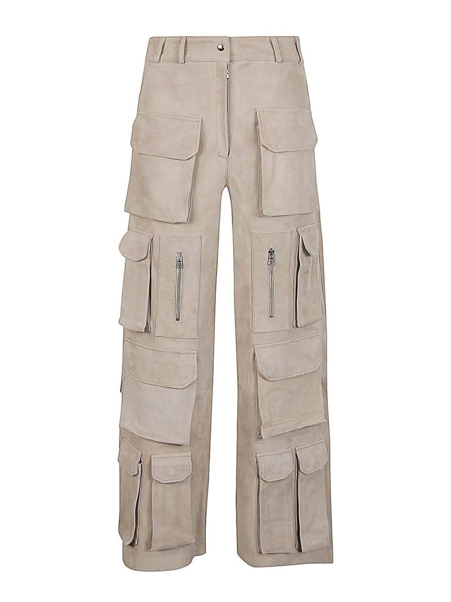 Fermas. club Pantalons En Cuir - Beige