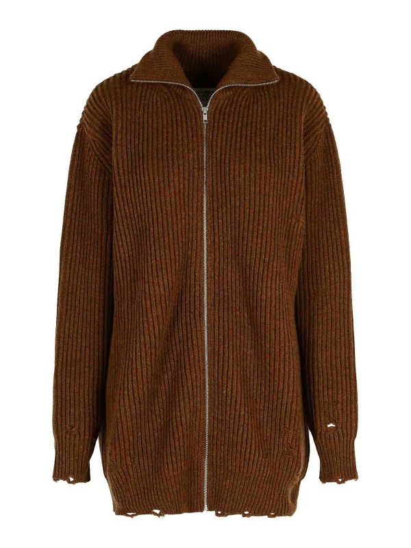 MM6 Maison Margiela Pull Col Rond - Marron