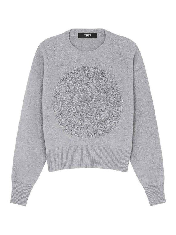 Versace Pull Col Rond - Gris