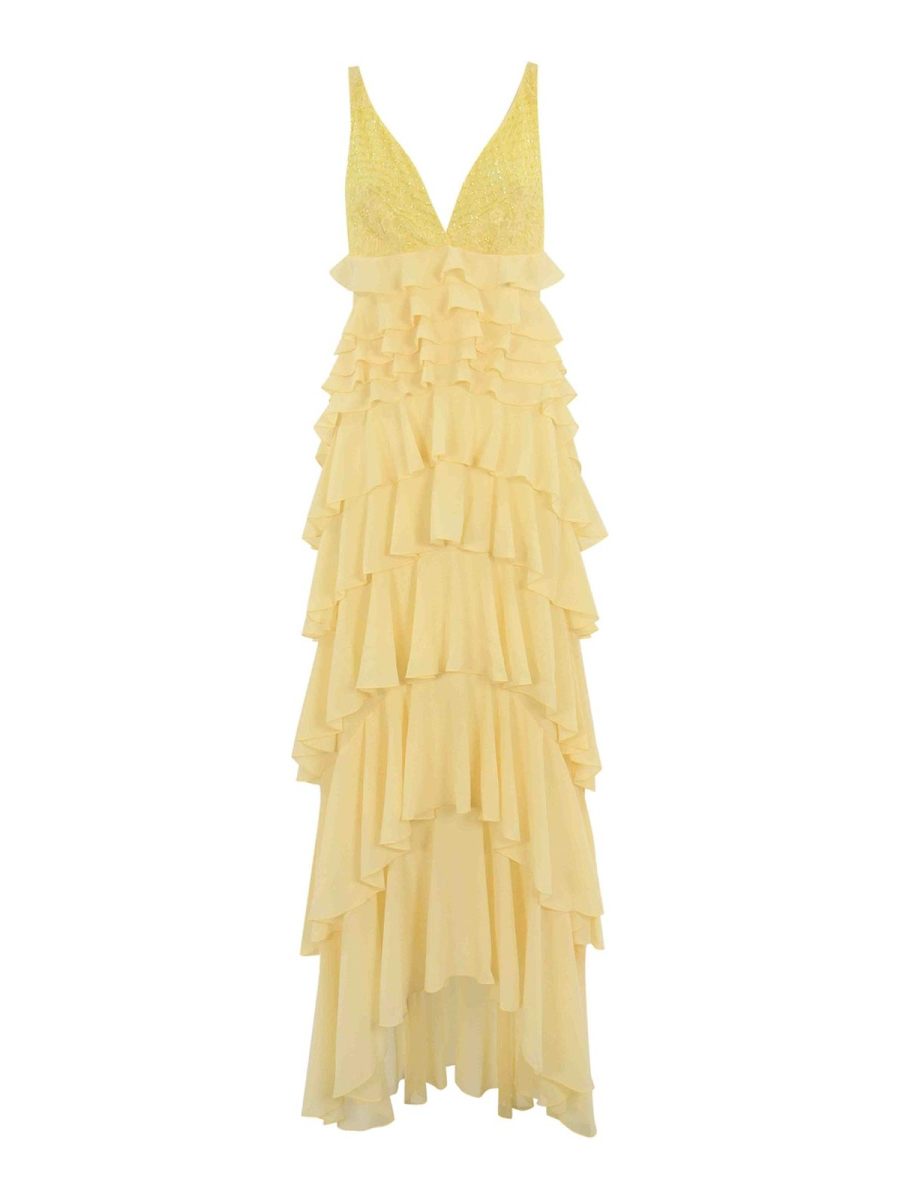 Elisabetta Franchi Robe Au Genou - Jaune