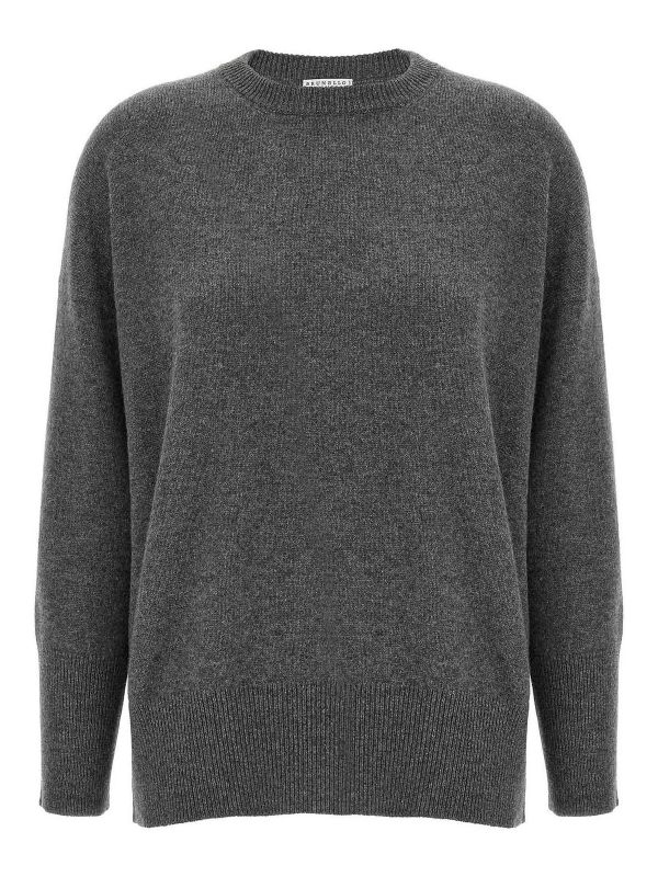 Brunello Cucinelli Pull Col Rond - Gris