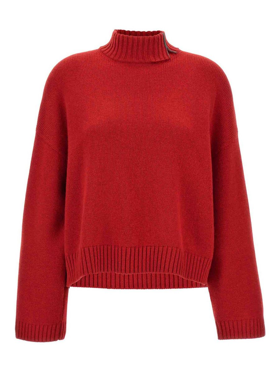 Brunello Cucinelli Pull Col Rond - Rouge