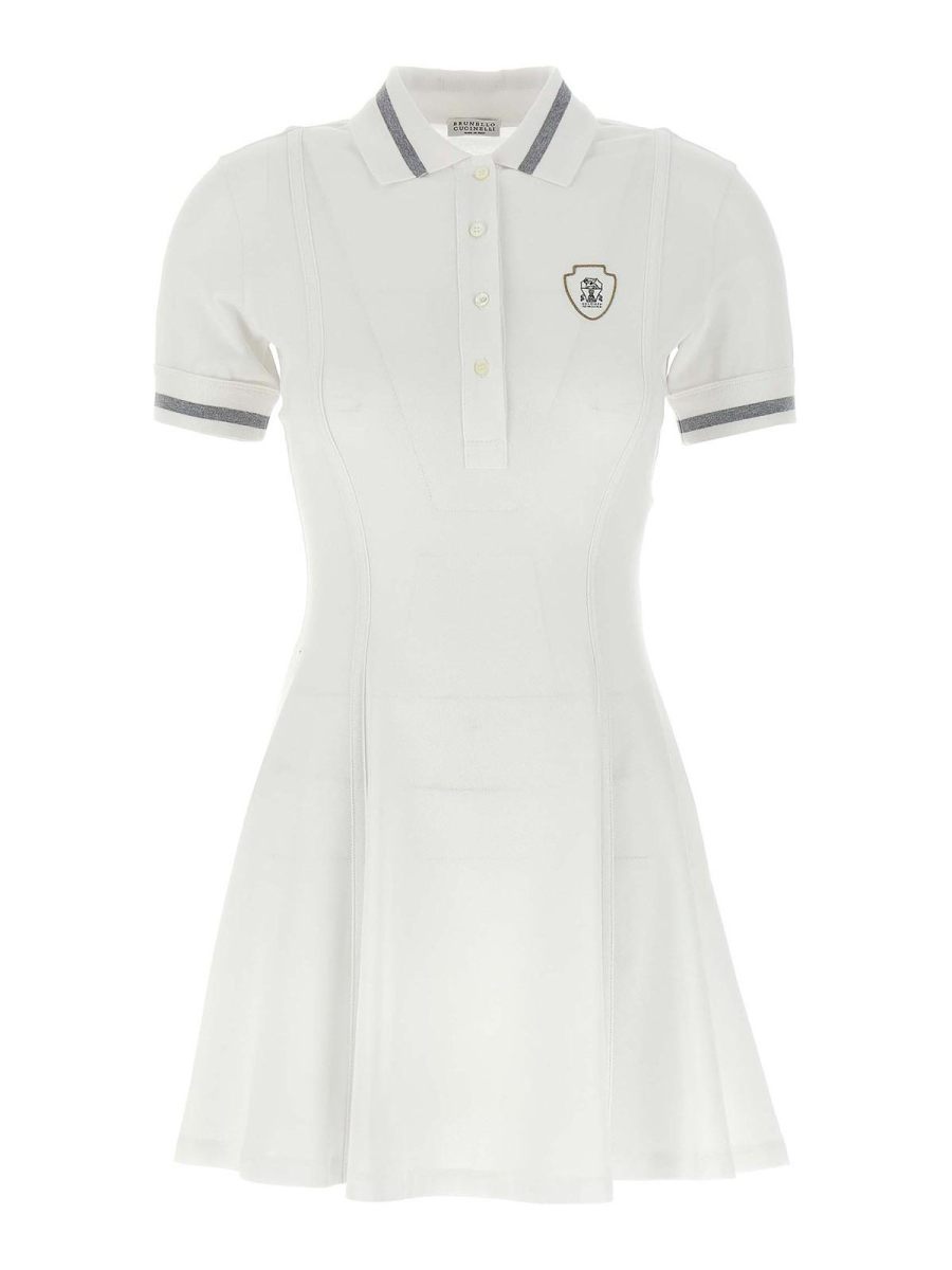 Brunello Cucinelli Robe Au Genou - Blanc