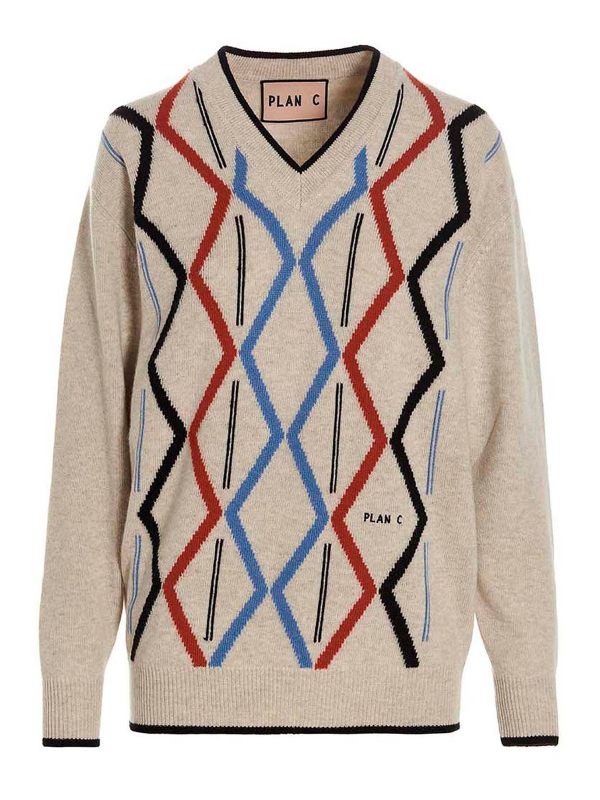 Plan C Pull À Col V - Multicolore