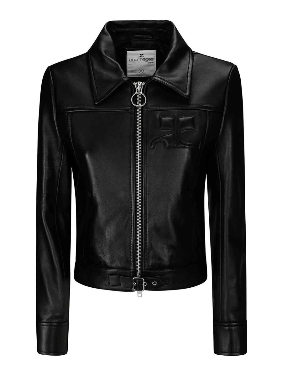 Courreges Blouson En Cuir - Noir