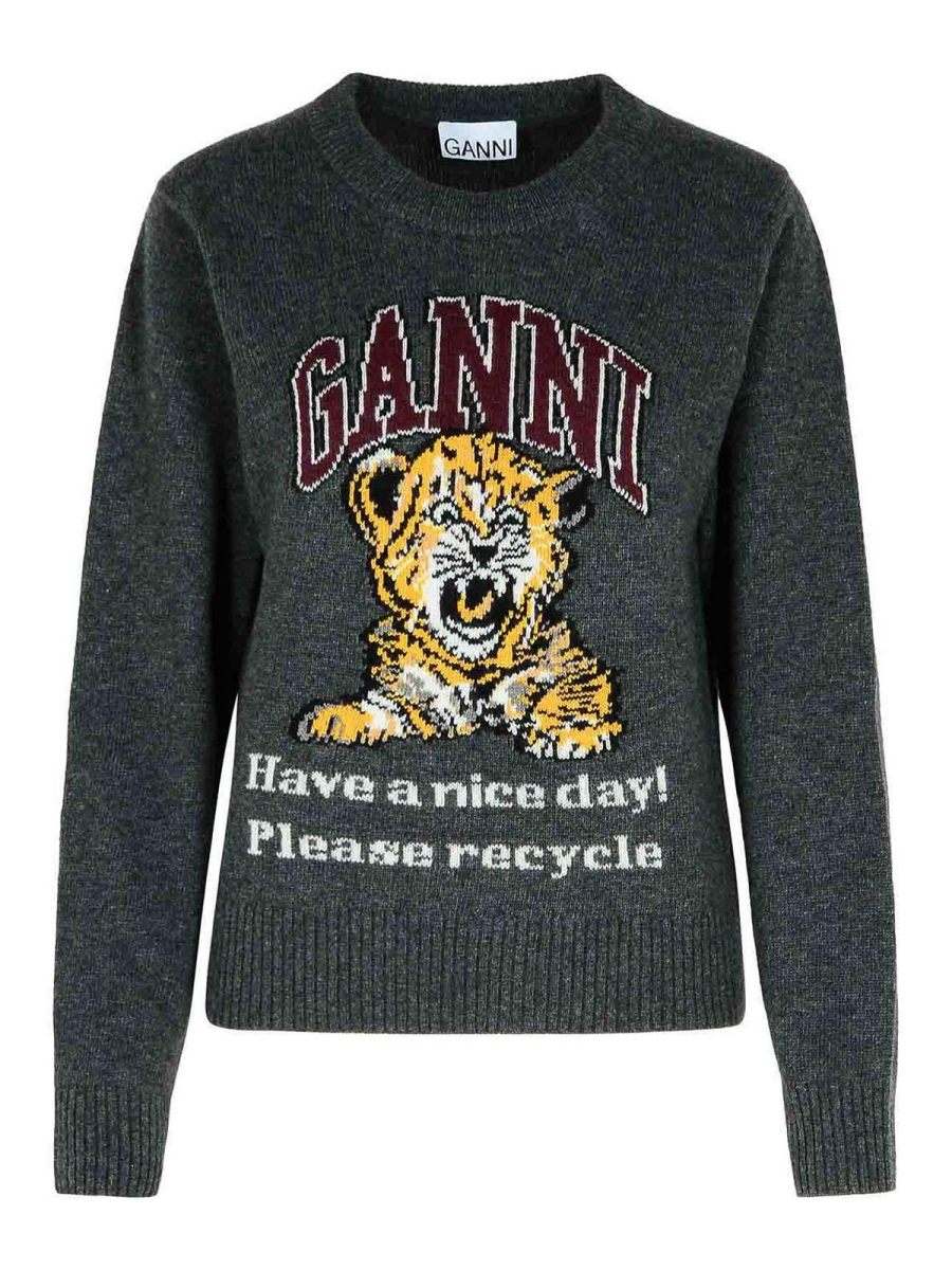 Ganni Pull Col Rond - Tigre