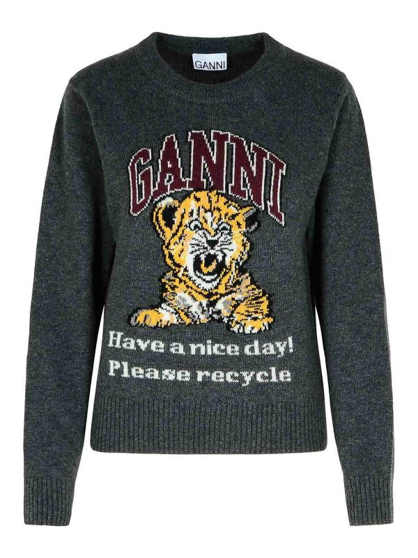 Ganni Pull Col Rond - Tigre
