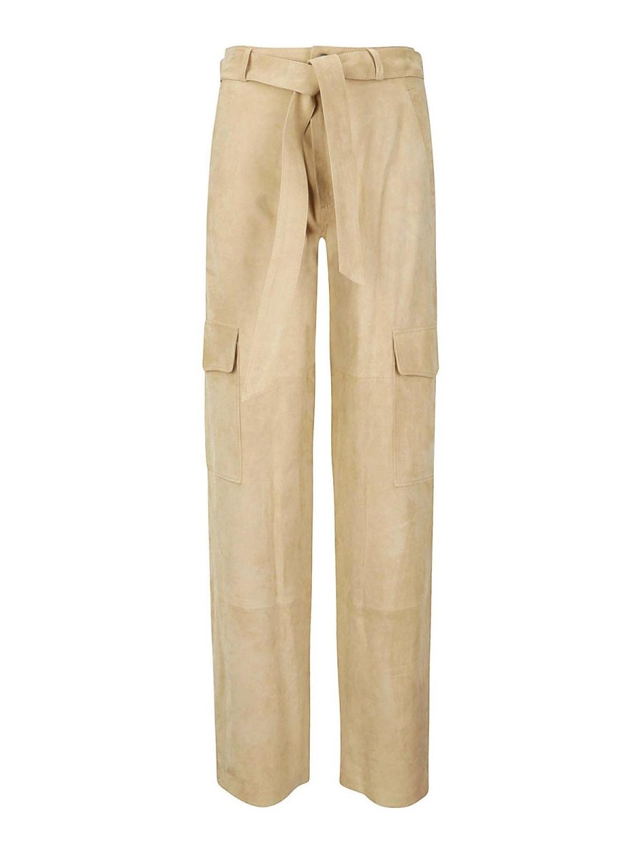 Desa 1972 Pantalons En Cuir - Jaune Foncé