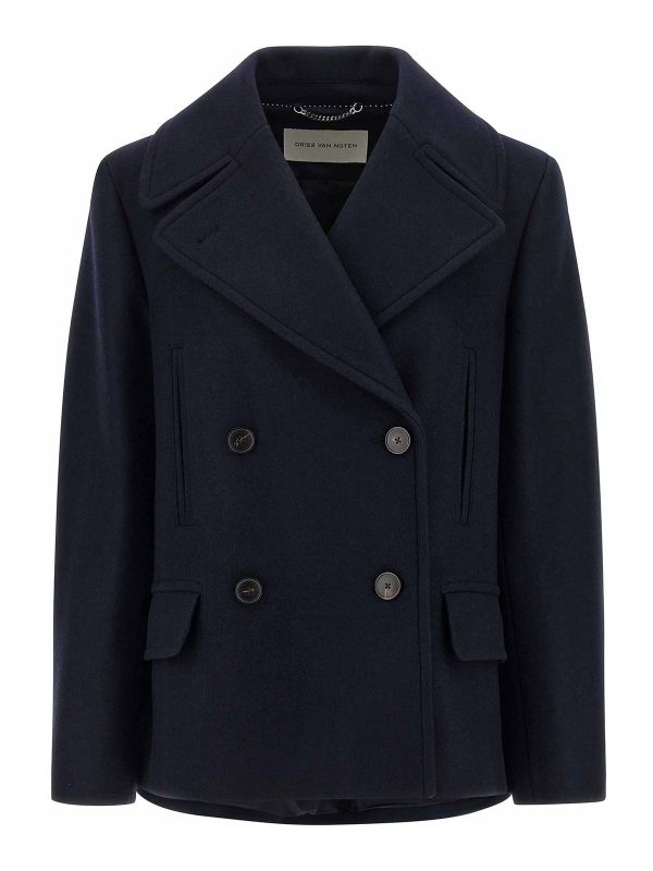Dries Van Noten Manteau Court - Bleu