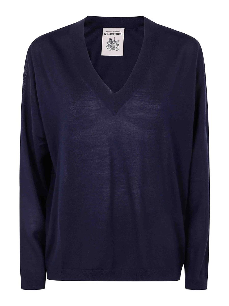 Semicouture Pull Col Rond - Bleu