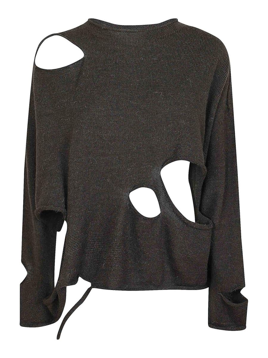 Yohji Yamamoto Pull Col Bateau - Marron Clair