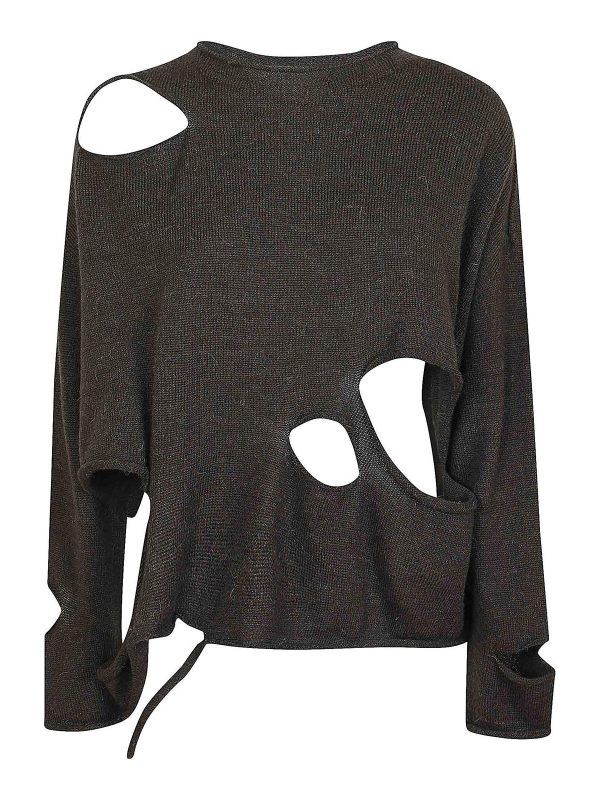 Yohji Yamamoto Pull Col Bateau - Marron Clair