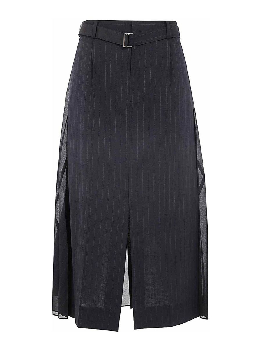 Sacai Jupe Midi - Bleu