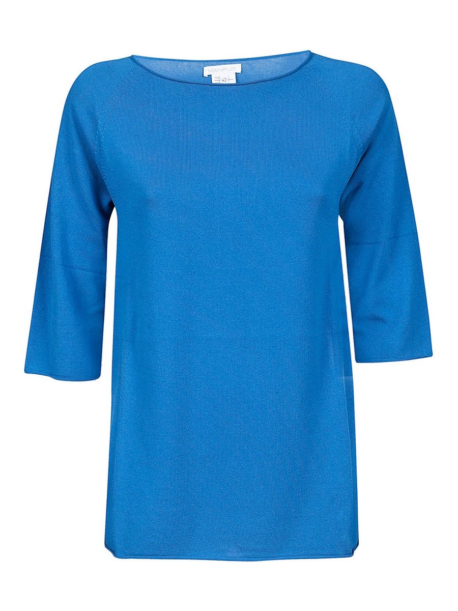 Manipur Cashmere Pull Col Rond - Bleu