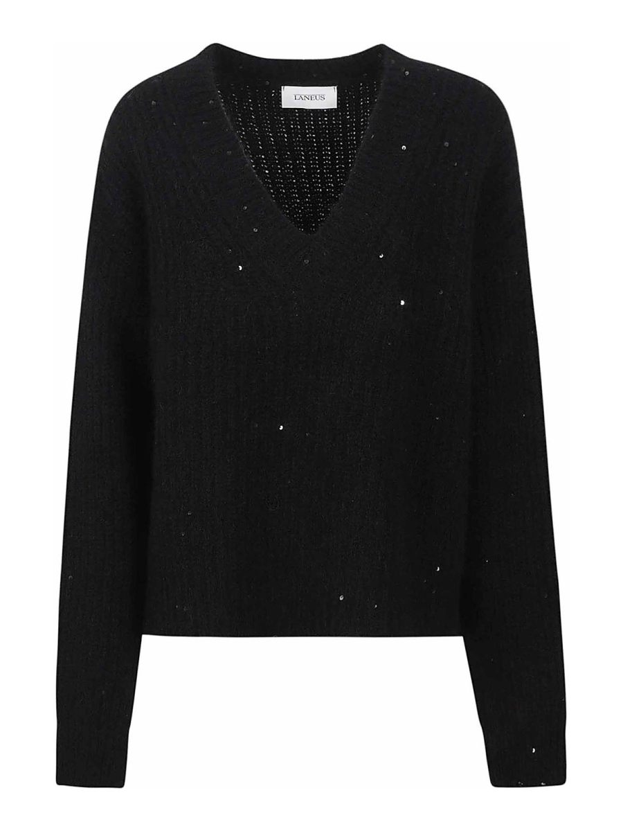 Laneus Pull À Col V - Noir