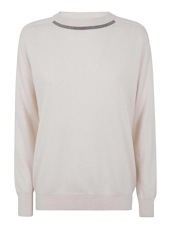 Brunello Cucinelli Pull Col Rond - Blanc