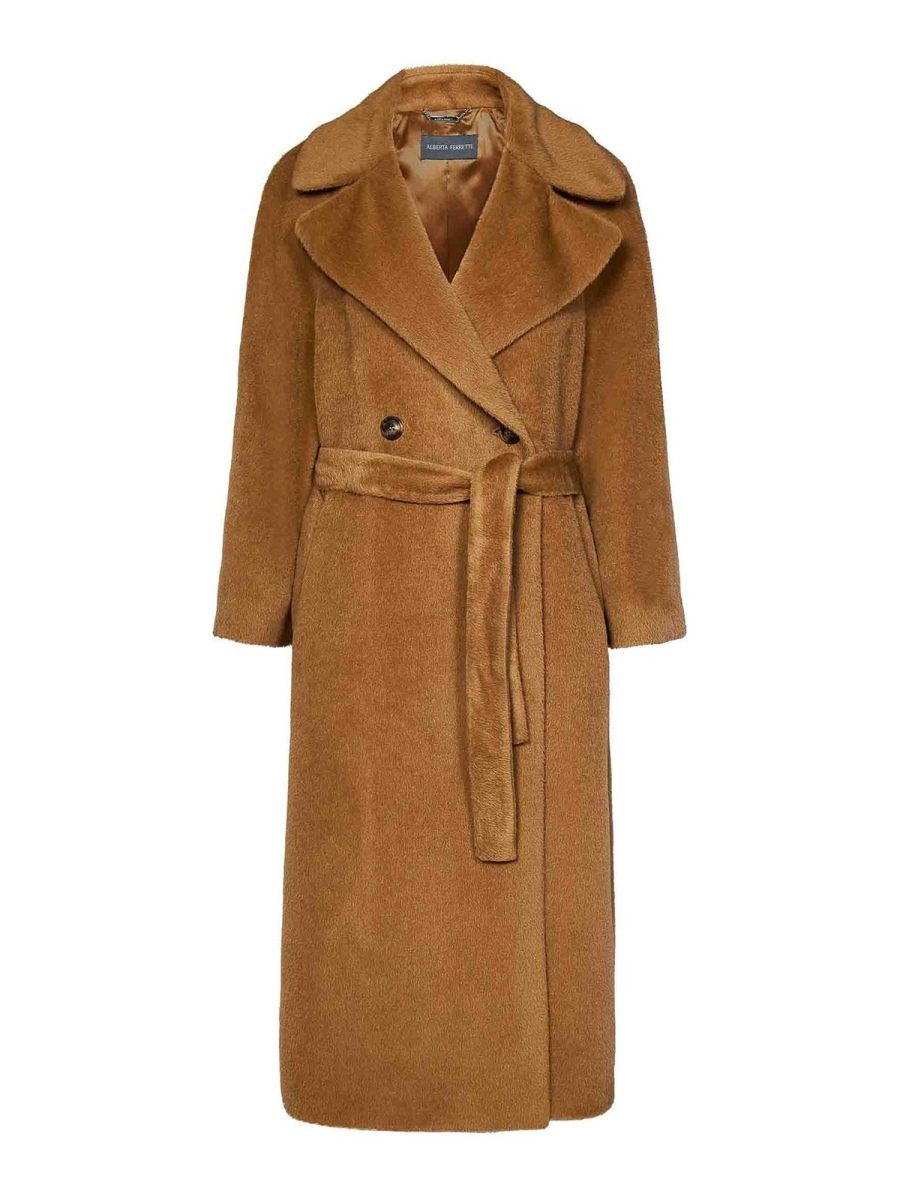 Alberta Ferretti Manteau Court - Marron