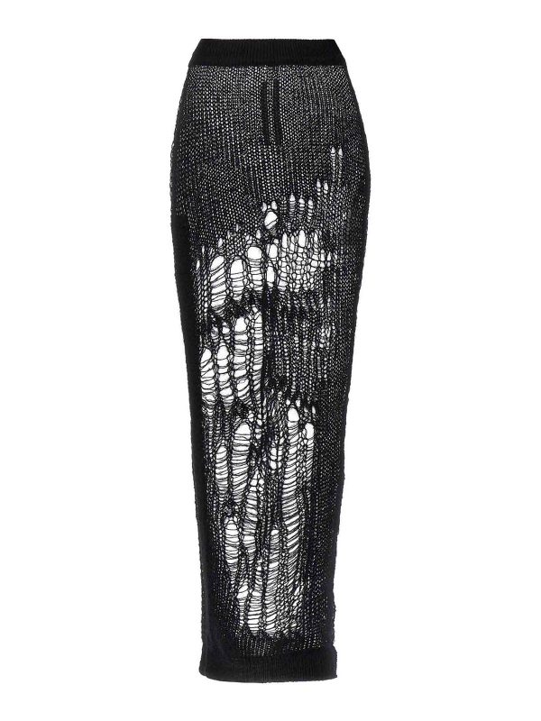 Rick Owens Jupe Midi - Noir