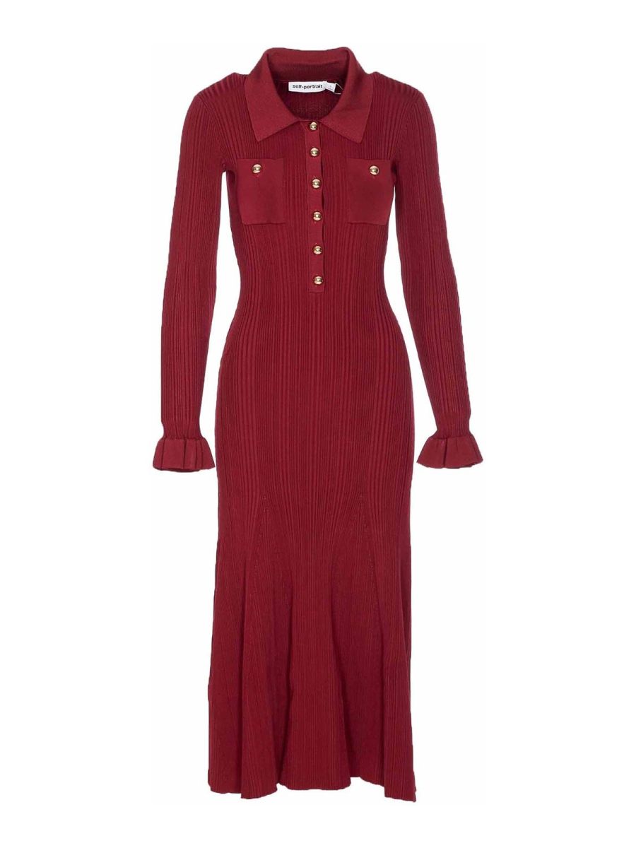 Self Portrait Robe Au Genou - Rouge