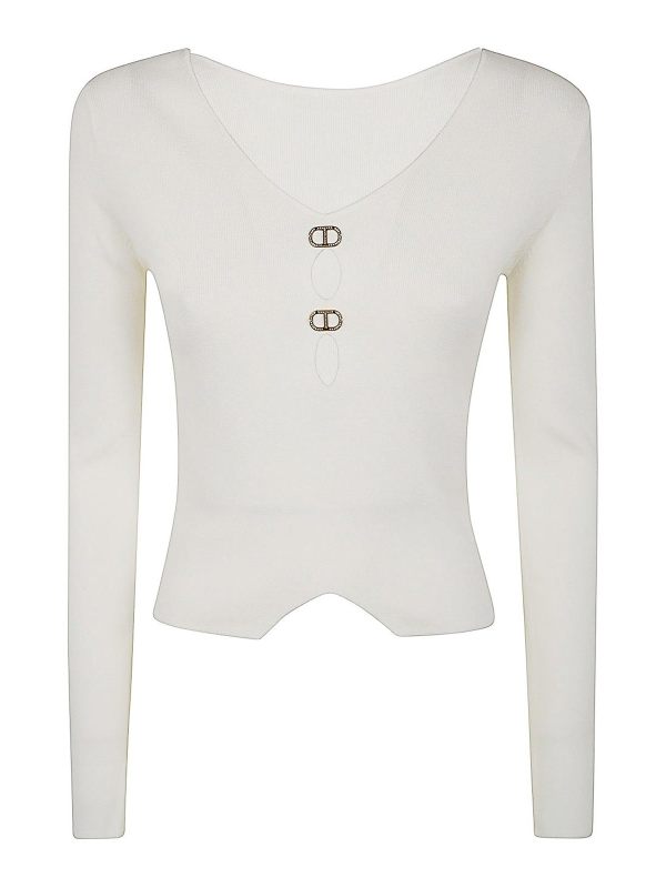 Twinset Pull Col Rond - Blanc