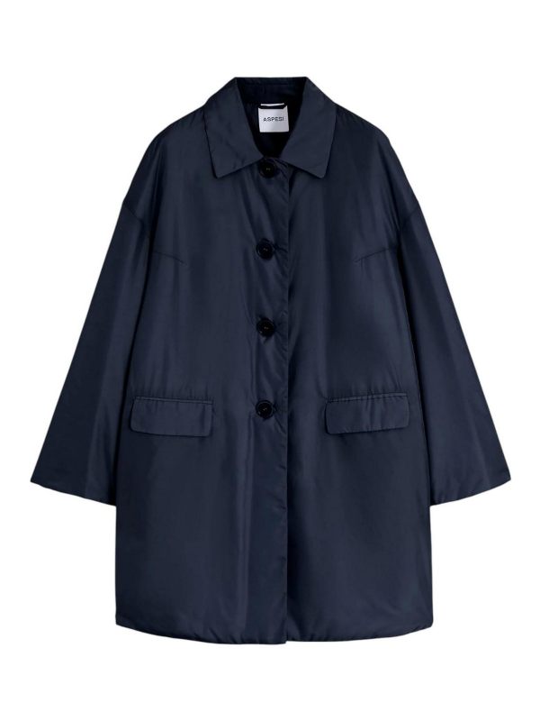Aspesi Manteau Au Genou - Bleu