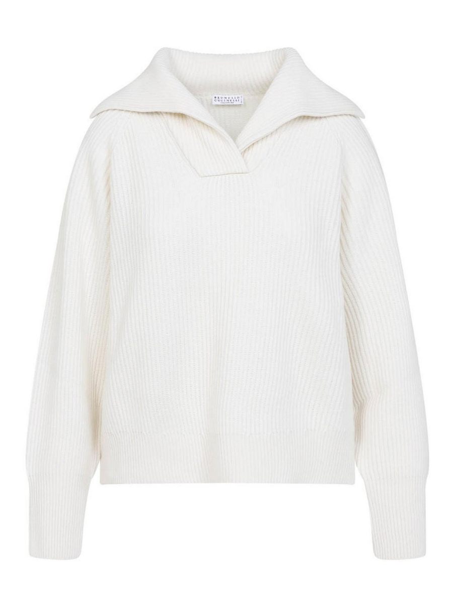 Brunello Cucinelli Pull Col Rond - Blanc