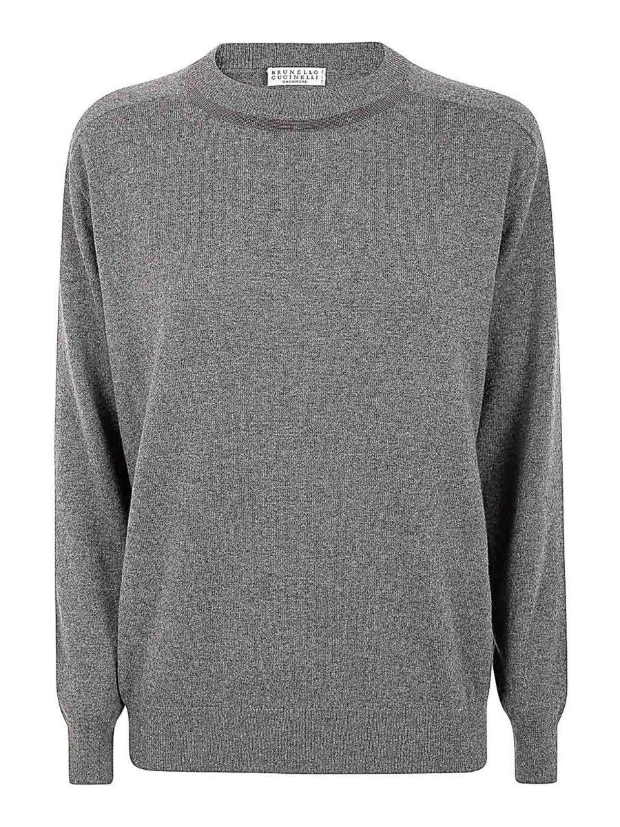 Brunello Cucinelli Pull Col Rond - Gris