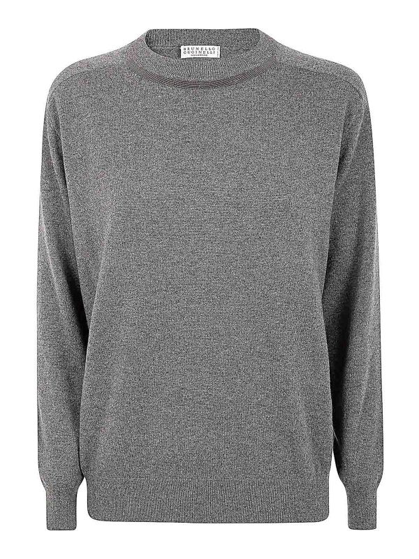 Brunello Cucinelli Pull Col Rond - Gris