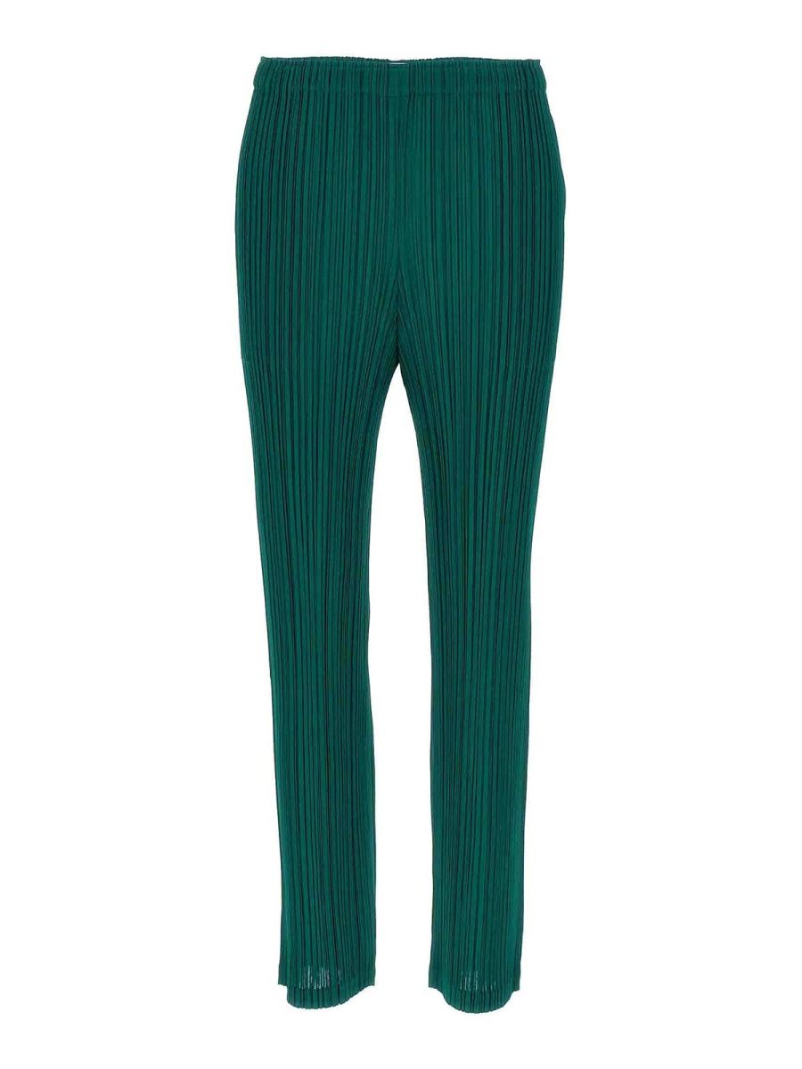 Pleats Please Issey Miyake Pantalons Décontractés - Vert