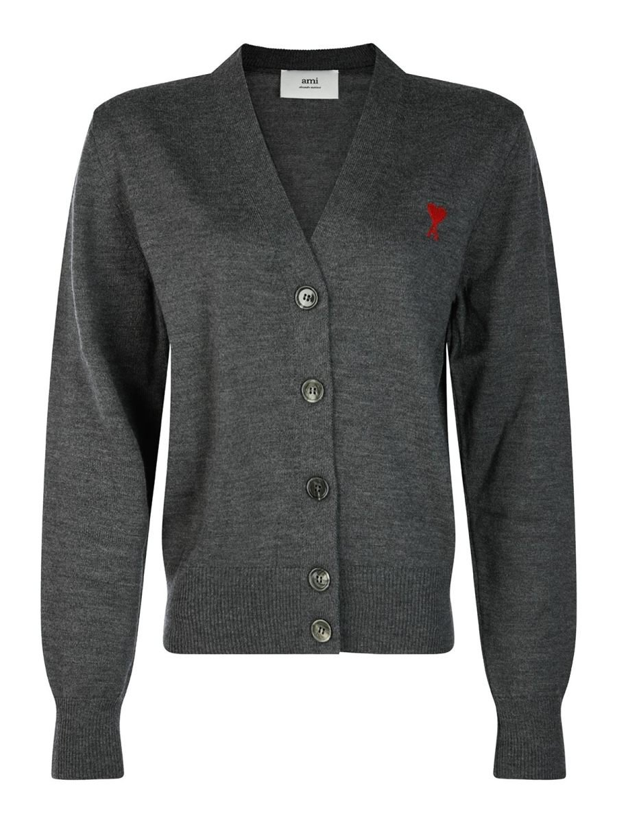 Ami Paris Pull Col Rond - Gris