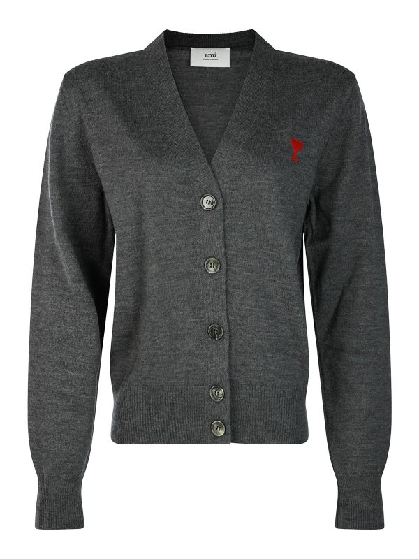 Ami Paris Pull Col Rond - Gris