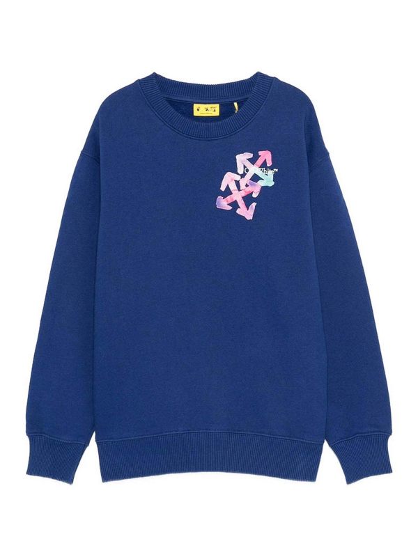 Off-White Pull Col Rond - Bleu