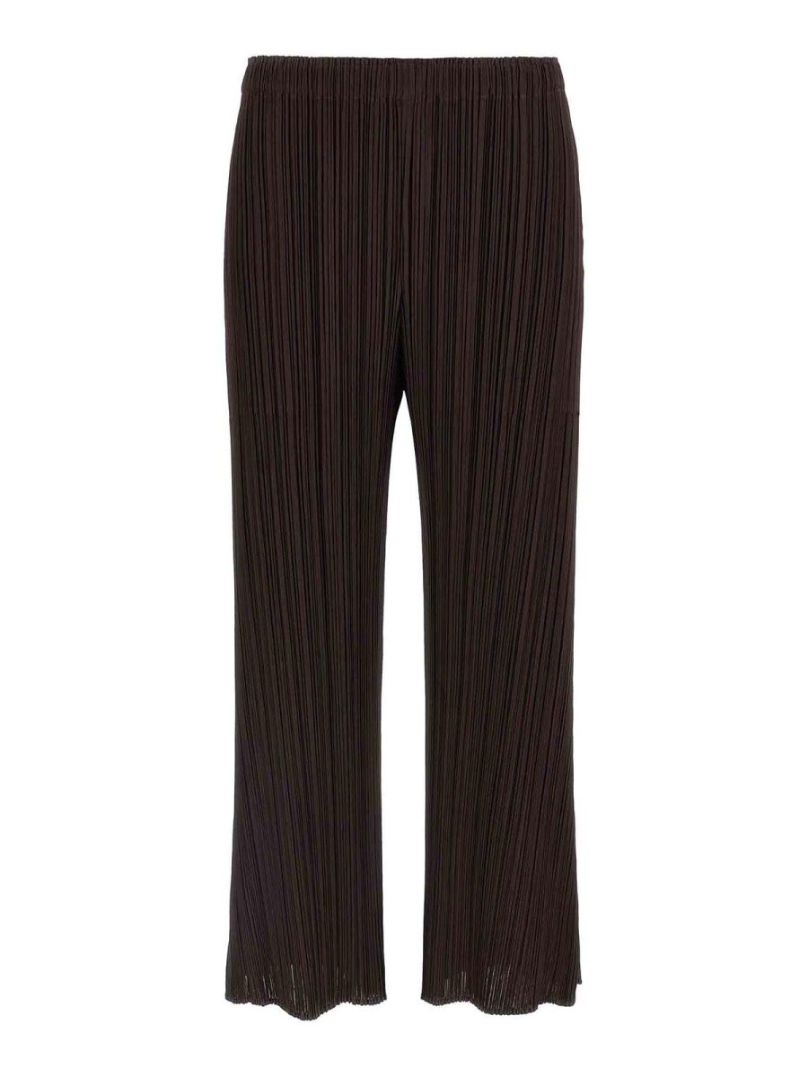 Pleats Please Issey Miyake Pantalons Décontractés - Marron