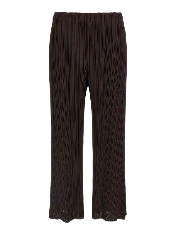 Pleats Please Issey Miyake Pantalons Décontractés - Marron