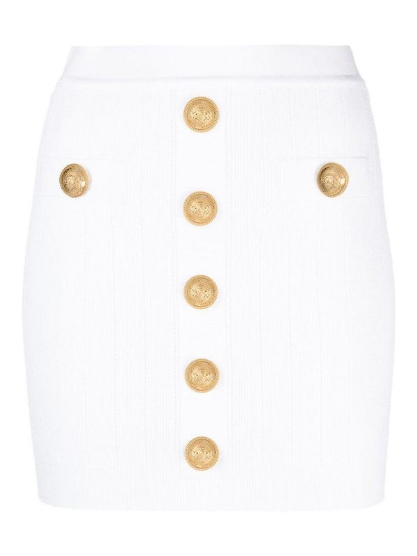 Balmain Jupe Midi - Blanc
