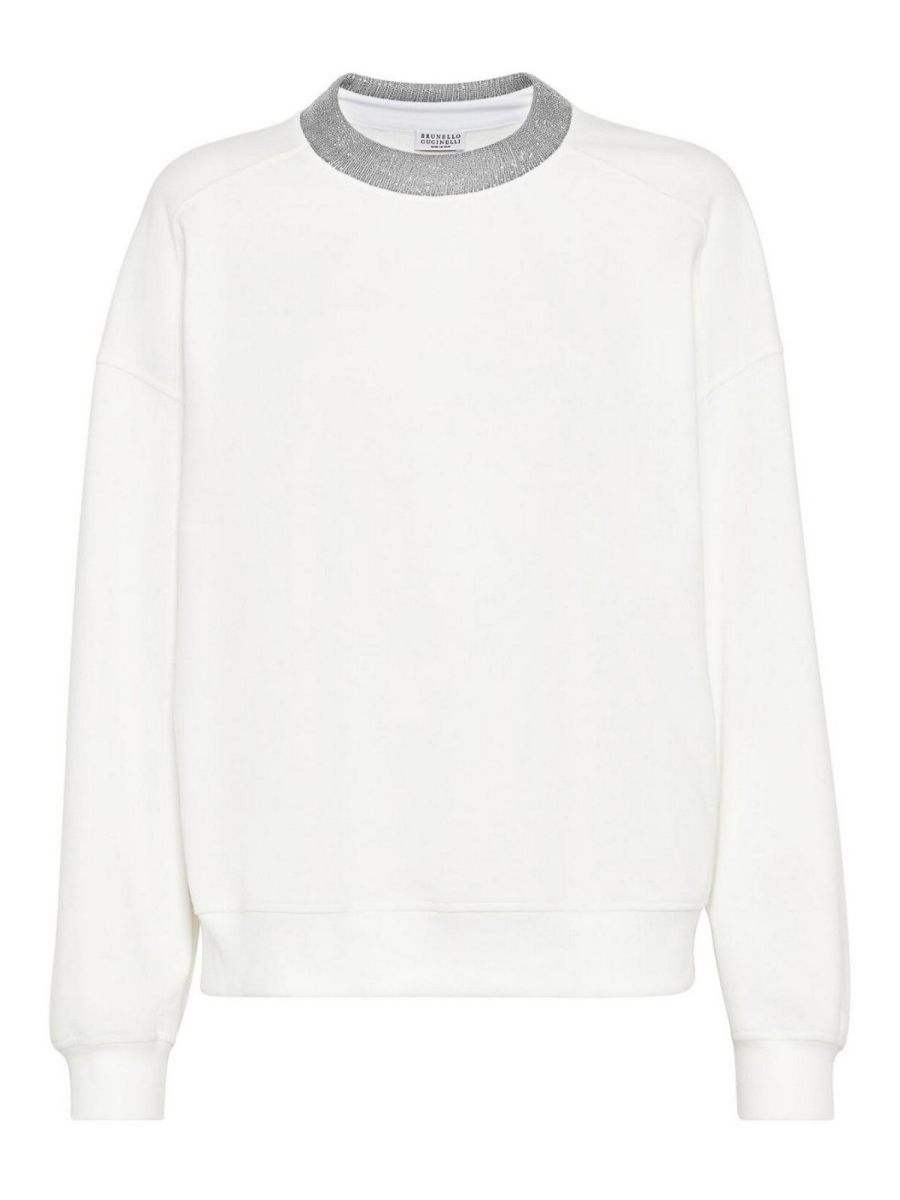 Brunello Cucinelli Pull Col Rond - Blanc