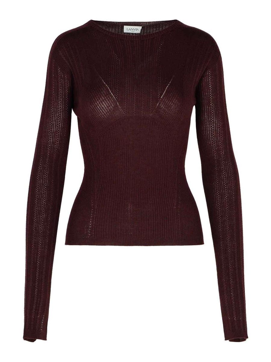 Lanvin Pull Col Rond - Rouge Brun