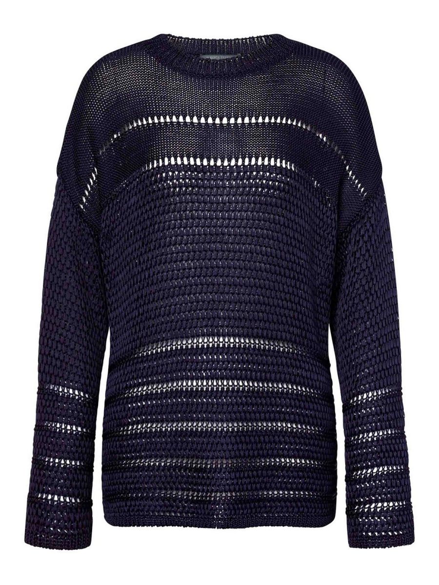 Alberta Ferretti Pull Col Rond - Bleu