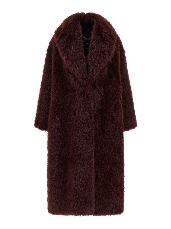 Elisabetta Franchi Manteau Court - Rouge Brun