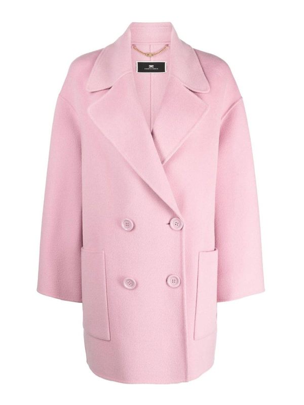 Elisabetta Franchi Manteau Court - Rouge Brun