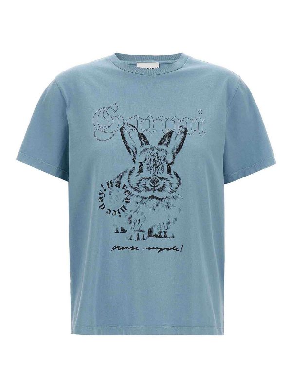 Ganni T-Shirt - Bleu Clair